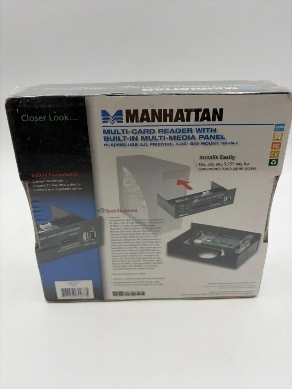 Manhattan 52-in-1 Mutli-Card Reader w/Built-in Multimedia 5.25